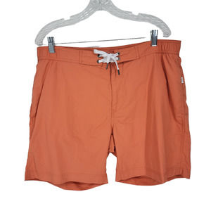 Onia Men's Size XL Swim Trunks Orange Board Swim Elastic Tie Waist Pockets